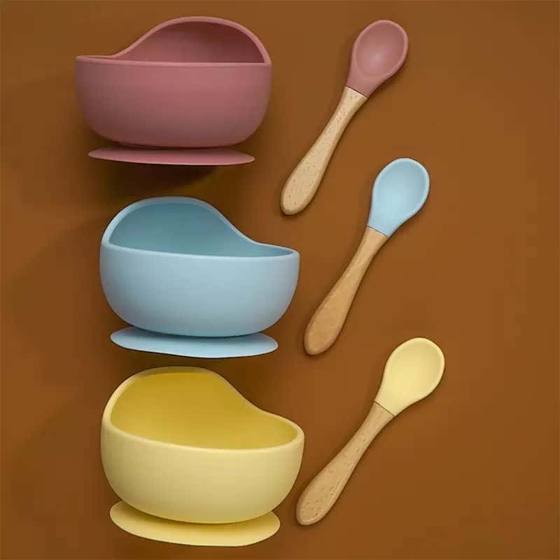 Silicone feeding bowl & spoon set 