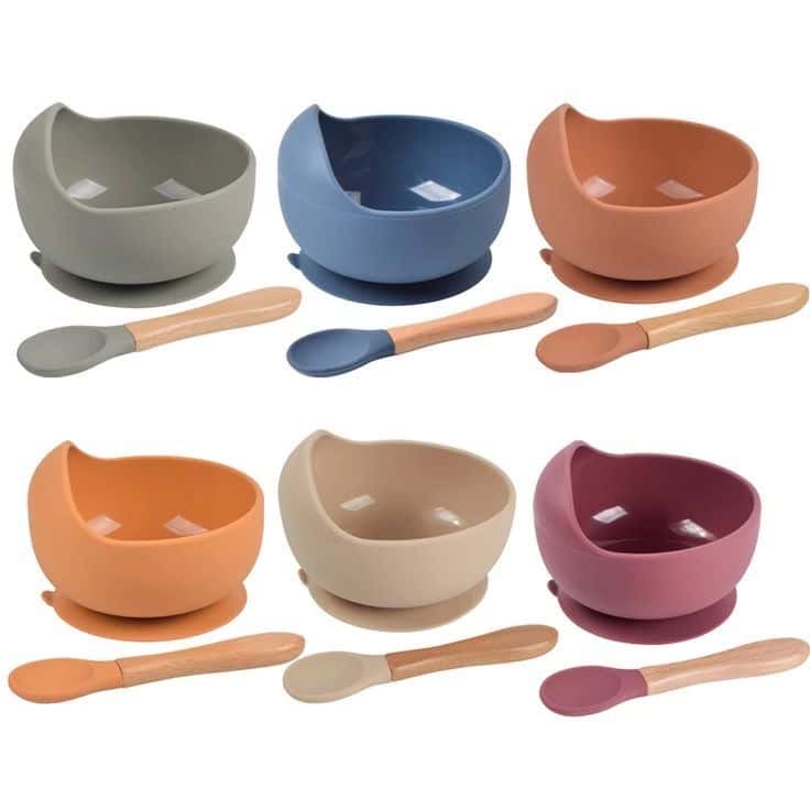 Silicone feeding bowl & spoon set 