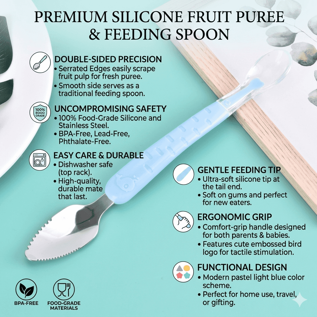 2 in 1 feeding spoon |  premium silicone 
