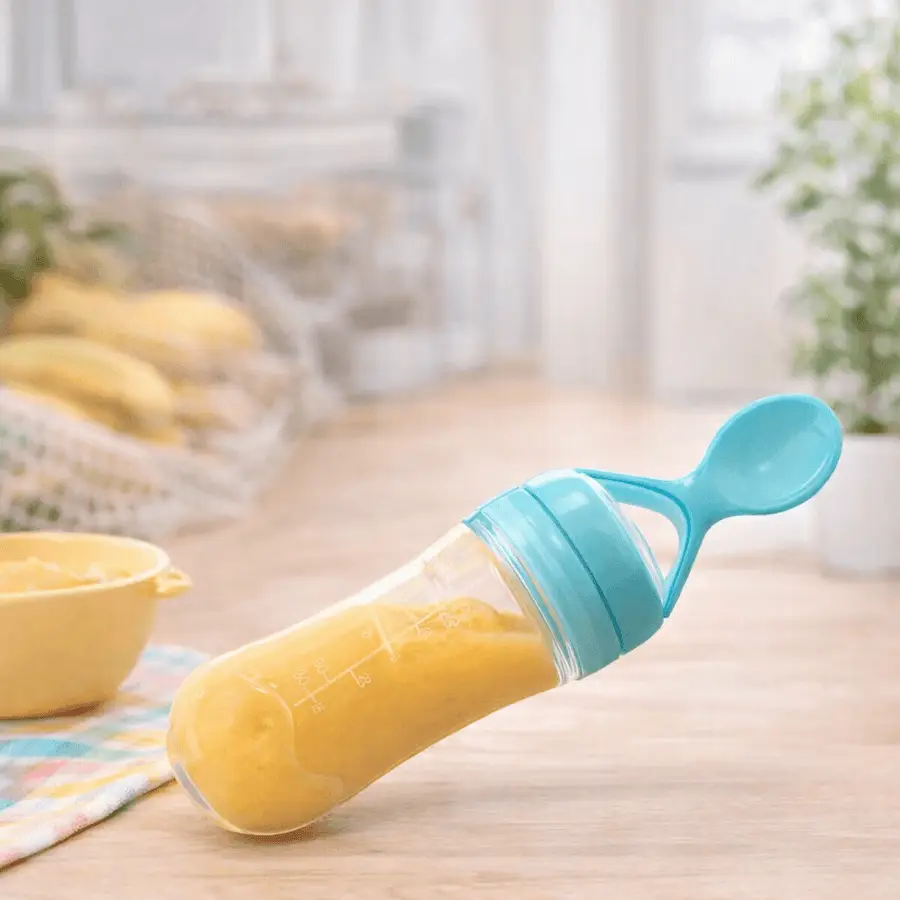 3-in-1 Baby Feeding Combo Set for Kids (Pack of 3) – Silicone Spoon, Feeding Spoon Bottle & Fruit Feeder