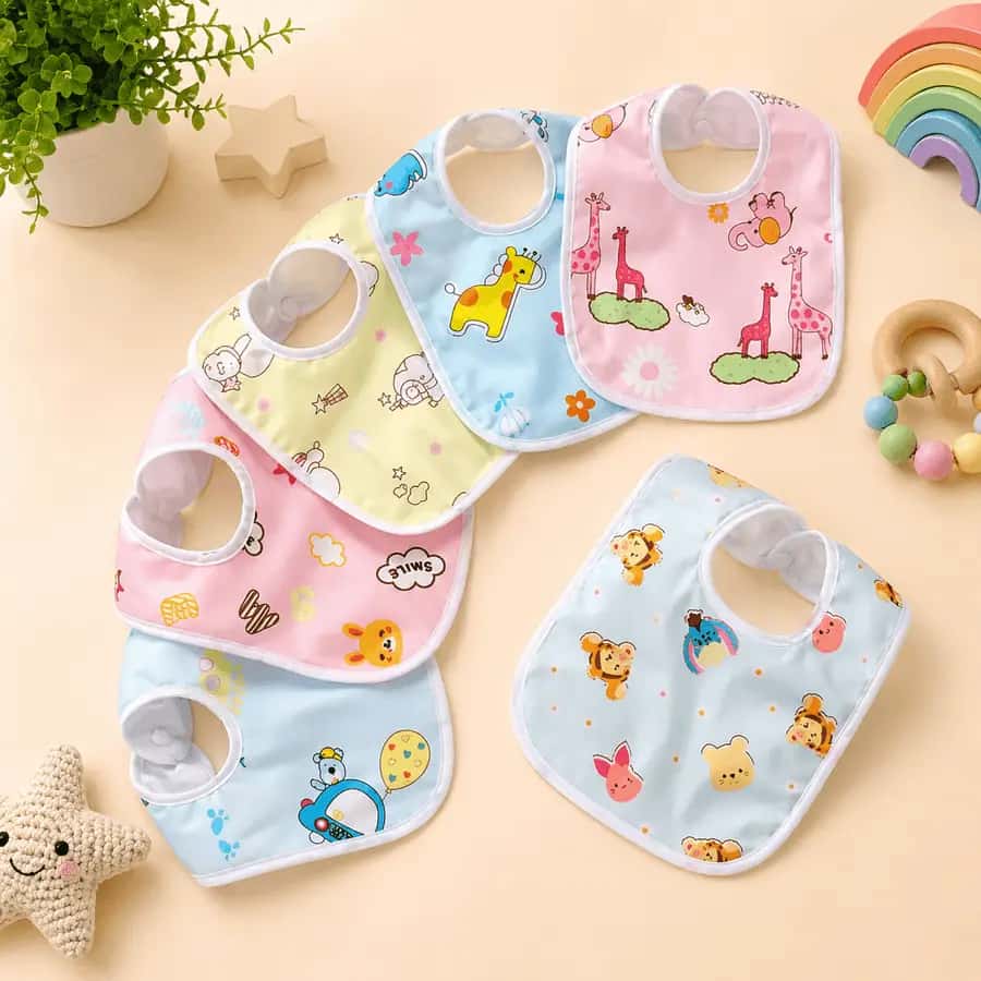 Baby Bib Combo Pack (3 Pieces) – Cute Print & Reusable Feeding Bibs