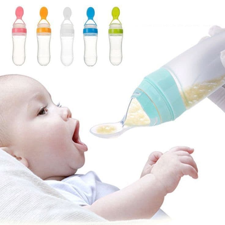 Multicolor Baby Silicone Feeding Spoon Bottle | Infant Food Feeder | Squeeze Feeding Bottle (Pack Of 1)