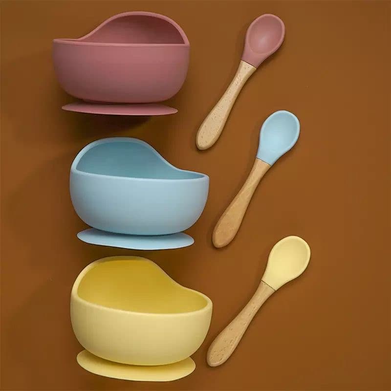 Silicone feeding bowl & spoon set 