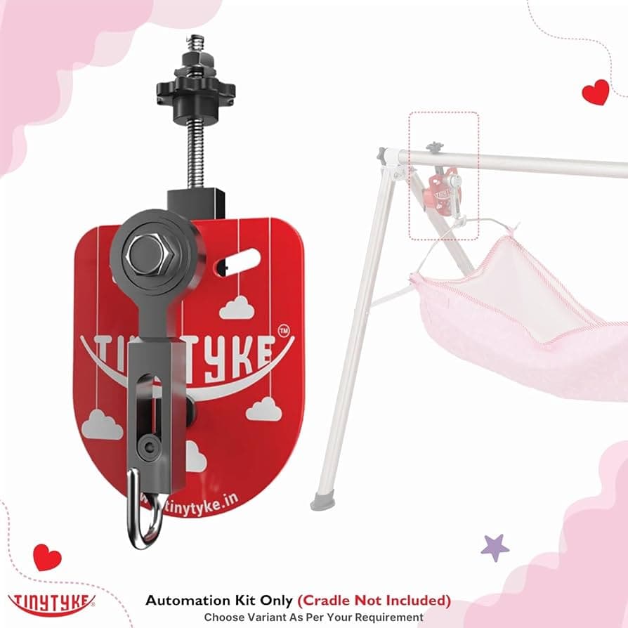 Automatic Baby Cradle Swing Kit for Traditional Jhula | Heavy-Duty Metal, Adjustable Speed, Shock-Proof – 20kg Load, Made in India Red (only Automation kit 