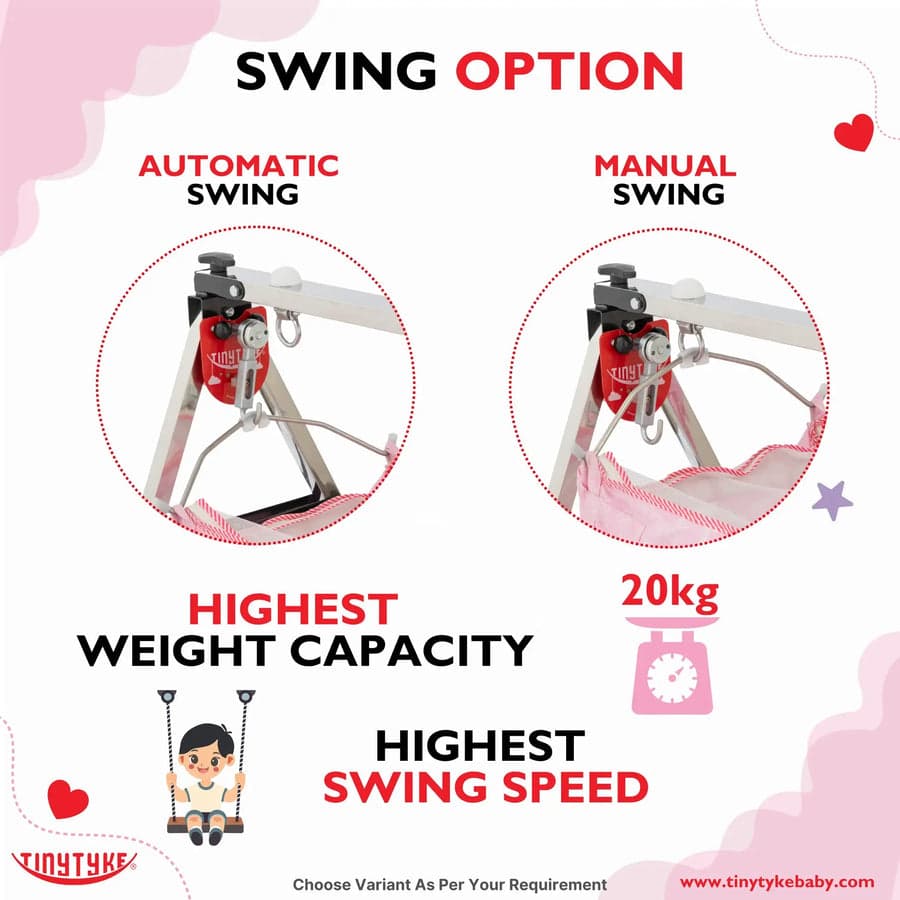 Automatic Baby Cradle Swing Kit for Traditional Jhula | Heavy-Duty Metal, Adjustable Speed, Shock-Proof – 20kg Load, Made in India Red (only Automation kit 