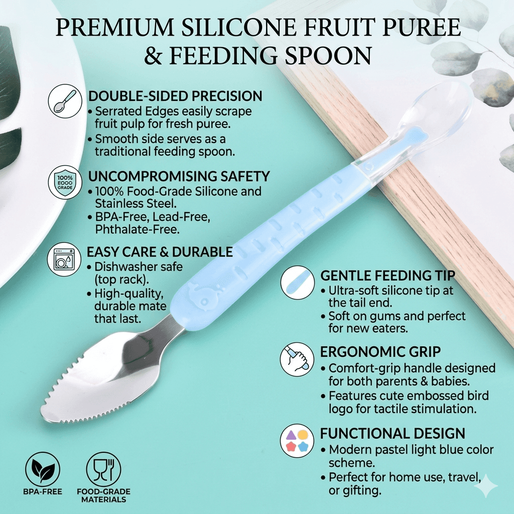 2 in 1 feeding spoon |  premium silicone 